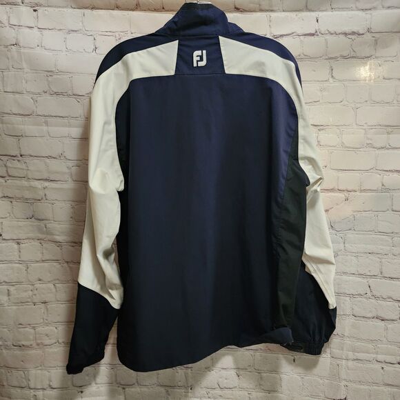 FootJoy Jacket Mens Medium Blue White Full Zip DryJoy Windbreaker Golf - Picture 2 of 14